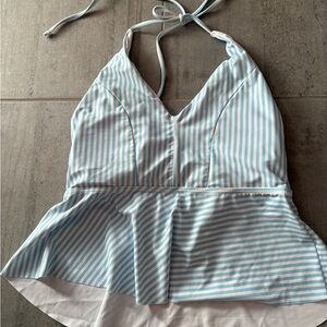 Blue and White Striped Kids One Piece